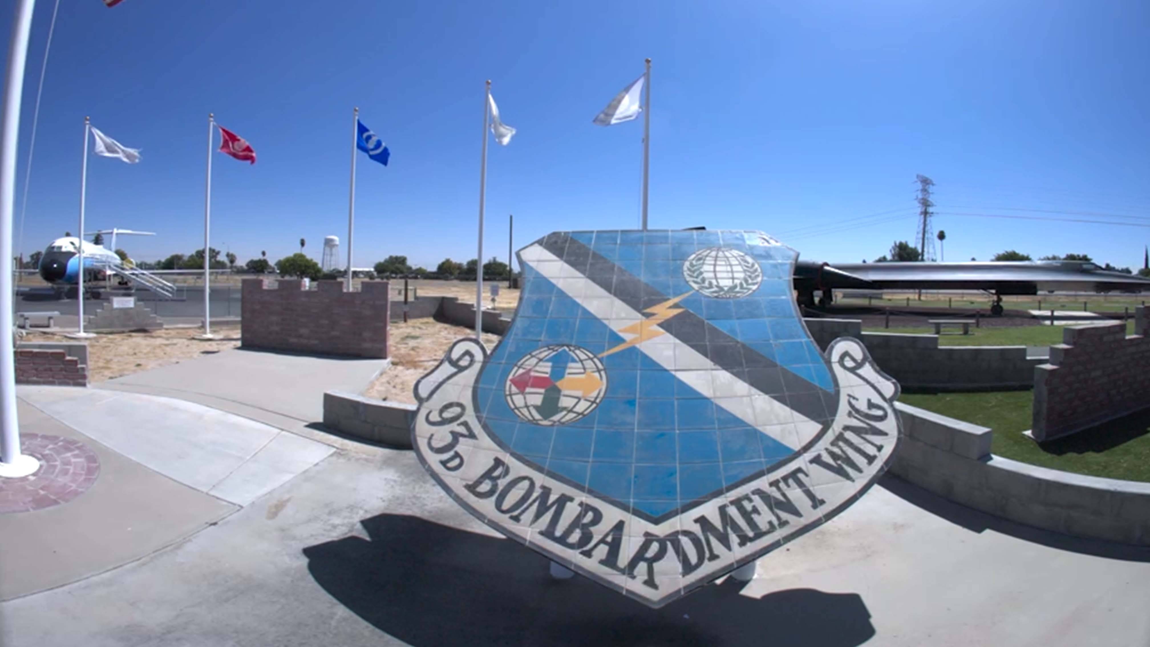 A statue of the likeness of the 93rd Bombardment Wing badge